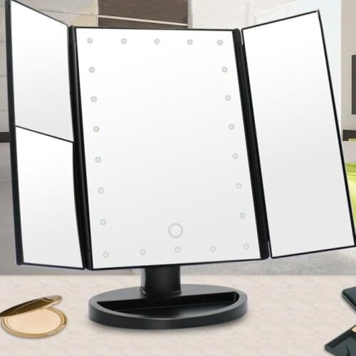 Folding Touch Screen Makeup Table Light Led Vanity Mirror with 1X/2X/3X Desktop Magnifying for Make Up Lamps