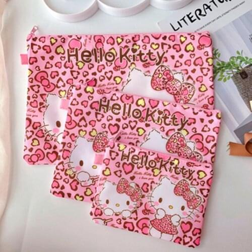 3pcs Clutch Bag Sanrio Hello Kitty Cartoon File Bag Melody Storage Bag A4 Information Bag Student Storage Bag