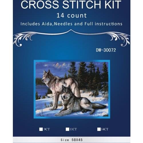 Top Quality Lovely Hot Sell Counted Cross Stitch Kit Old World Holiday Ornaments Similar DMC dw-30072 snowing wolves
