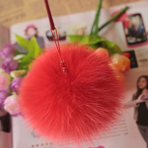 10cm Nature Genuine Fox Fur Ball Pom Pom Fluffy DIY Winter Hat Skullies Beanies Knitted Cap Pompoms F005-watermelon
