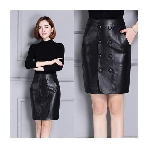 High Waist Sheepskin Leather Skirt K107