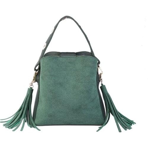 Women leather Bucket Bag Vintage Tassel Messenger Bags large capacity Retro Shoulder Crossbody Totes
