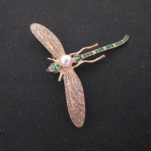 Vanssey Vintage Fashion Insect Dragonfly Rhinestone Enameled Brooch Pins Party Wedding Accessories for Women 2017 New
