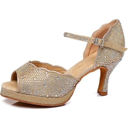 Woman Glitter Cloth Latin Ballroom Dance Shoes for Women Plaftom Bachata Salsal Dancing Shoes for Girls Soft Bottom Latino Shoes