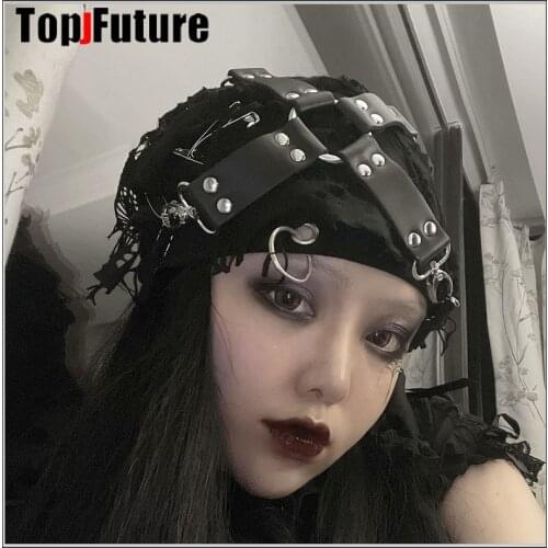 Harajuku Gothic Hole beggar hat Women Girls Women Caps Streetwear punk Decorative Ragged hat Lolita cosplay hat