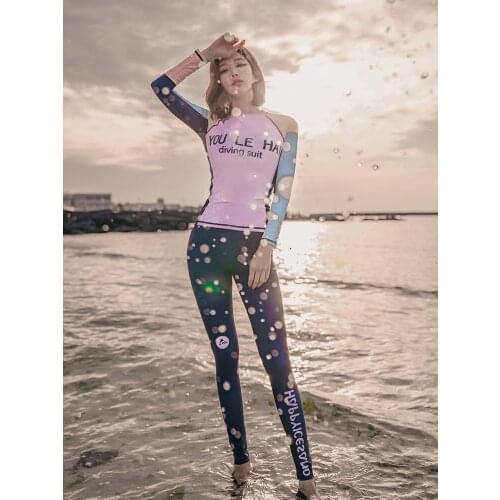 Lady Long Sleeve Swimwear Long Pants New Design Three Pieces Rash Guard Beachwear Hot Sale Woman Brazilian Swimming Suit