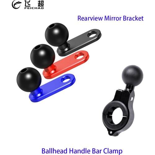 1 inch Ball Head Mount Adapter Motorcycle Bicycle Handle Bar Clip Rearview Mirror Bracket for GoPro Hero 8 Camera for RAM Mounts