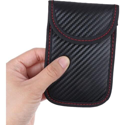 1pc Signal Blocker Car Key Case RFID Blocking Bag For Key Chain Ring
