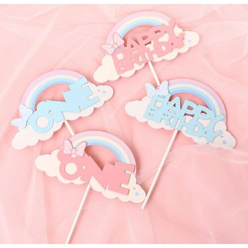 1PC Colorful Balloon Birthday Girl/Boy Rainbow One Cake Topper for Kid Wedding Birthday Party Decoration Dessert lovely Gifts
