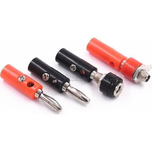 10Pcs 4mm 312 Banana Plug Screw + Socket Connector Jack Panel Terminal Red+black For Audio Speaker Connectors