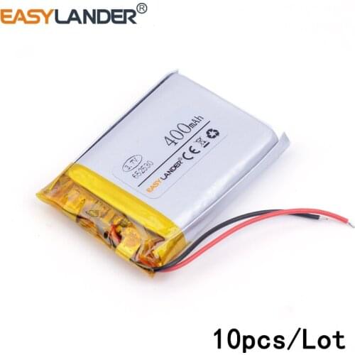 10pcs/Lot 652530 400mAh 3.7v lithium Li ion polymer rechargeable battery of CE FCC ROHS certification authority Driving recorder
