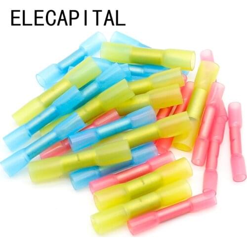 100pcs/set Heat Shrink Butt 3 Sizes Crimp Terminals Insulated Electrical Wire Cable Connectors For 22-10 AWG