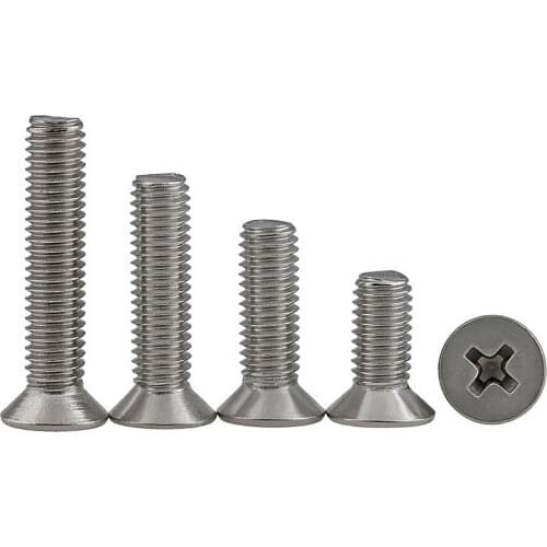 304 A2 Stainless Steel Cross Recess Phillips Flat Countersunk Head Screw M1 1.2 1.4 1.6 M2
