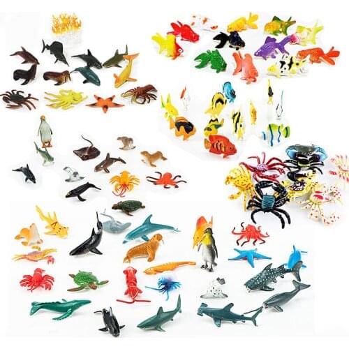 48PCS Marine Animals Set Toys Cute Simulation Plastic Ocean Animals Model Sea Creatures Model Figures Educative Toys For Kids