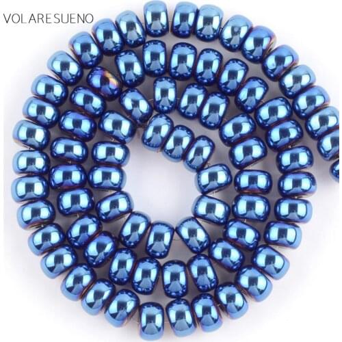 8mm Natural Blue Hematites Stone Rondelle Beads For Jewelry Making Spacer Loose Beads Diy Bracelets Jewellery Wholasale 15inches