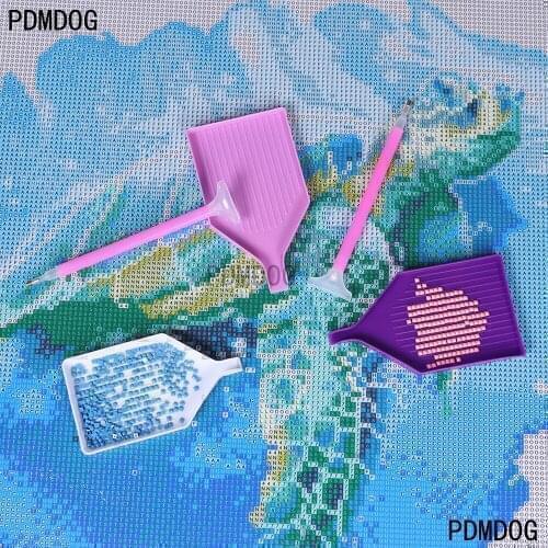 DIY Diamond Painting Accessories Large Capacity 4 color Removable Big Tray Square Round Rhinestone Purple Blue Tray Set Tools