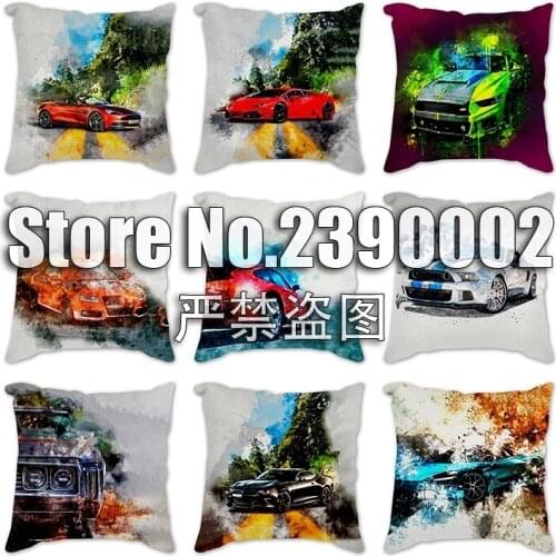 Car Black and White Decorative Pillowcases Polyester Throw Pillow Case Striped Cushion Covers For Sofa Watercolor Pillowcase