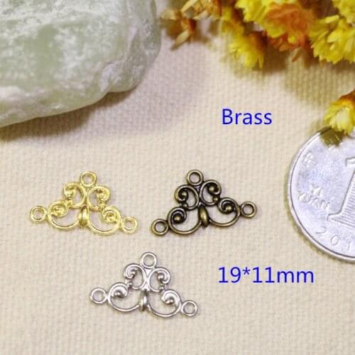 Free Shipping - 80 pcs Lucky Cloud Shape Metal Stamping Jewelry Connectors,19*11mm,Brass Link With 3 Loop,DIY Crafts Supplies