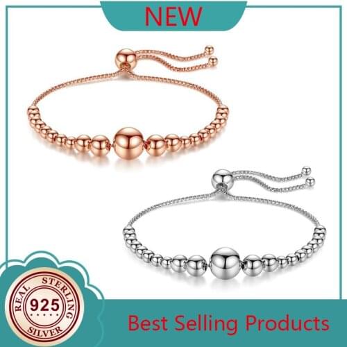 100% 925 Silver New Beaded Flow Adjustable PAN Bracelet Suitable For Original Womens Festival Wedding Gift Diy Charm Jewelry