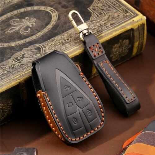 Genuine Leather Car Key Remote Fob Full Cover Case Shell Holder Keychain for Changan CS35 PLUS CS55 PLUS CS75 PLUS 2019-2021