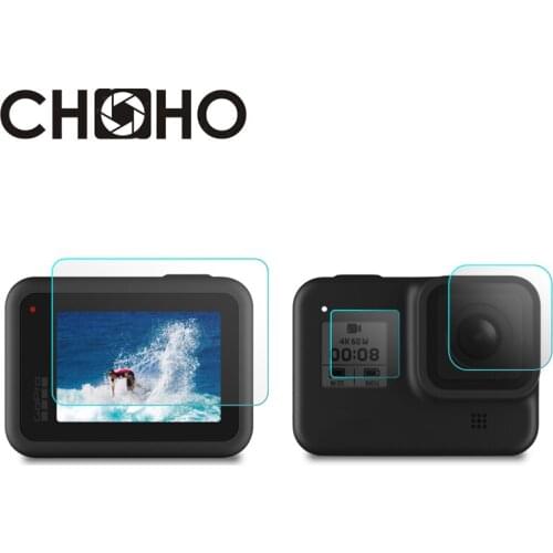 For Gopro 8 Black Accessories Screen Protector Temper Glass Ultra Clear LCD HD + Lens Protecter 3pcs A Set Kit For Go Pro Hero 8