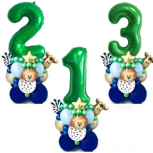 Jungle Party Number Balloon Decoration Happy Birthday Party Decoration For Kids Baby Shower Balloons Decor EA11