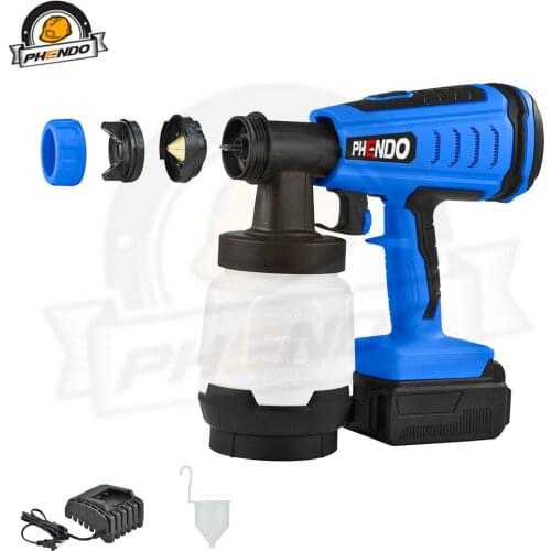 PHENDO 18V DC Electric portable Spray Gun 800ml HVLP Handheld Household Paint Sprayer Flow Control Airbrush Easy Spraying