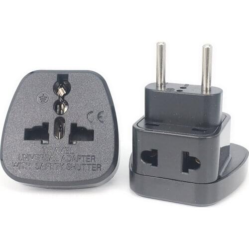 Europe EU Plug Power Adapter Convert US, Swiss, Italy to EU CEE7/16 Standard Plug 4.0MM PLUG TYPE C 1 TO 2 EU TO UK US AU