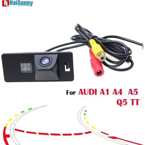 HaiSunny Intelligent Dynamic Trajectory Tracks Rear View Reversing Backup HD CCD Camera for Audi A1 A4 A5 S5 Q5 TT