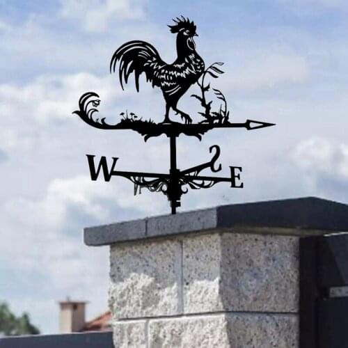 Farm Stainless Steel Home Weather Vane Wind Direction Indicator Yard Measuring Tools for Outdoor Rooster Animal Bracket