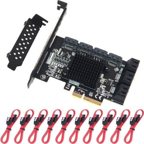 Chia Mining PCIe SATA Card 6/10 Port 6Gbps SATA 3.0 PCIe Card Support 10 SATA 3.0 Devices Built-in Adapter Converter For Desktop