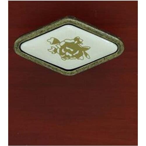 Diamond shape ceramic furniture knobs bronze drawer shoe cabinet pull knob 16mm antique brass dresser cupbord door handles