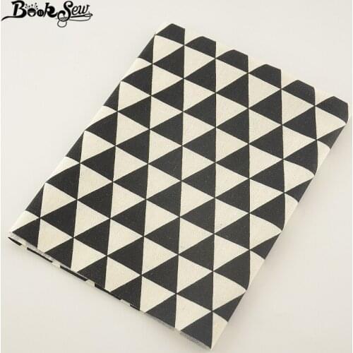 Booksew Sewing Material For Tablecloth Pillow Bag Curtain Cushion Zakka Home Textile Black Triangle Design Cotton Linen Fabric