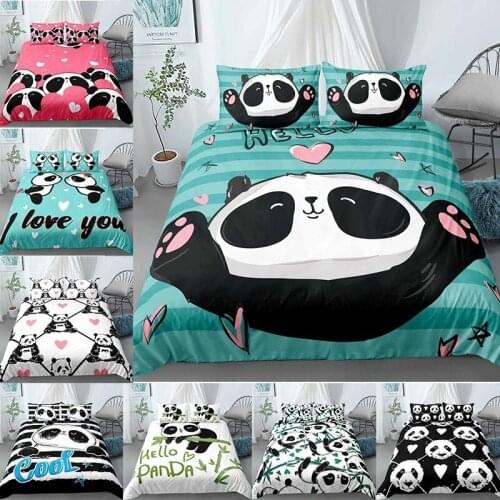 2/3Pcs Bedding Set New Design 3D Panda Printing Bedclothes Decor Winter Comfortable Sets