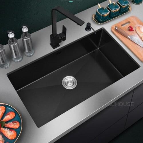 Kitchen Nano Sink, Single Black Sink, Embedded Sink, 304 Stainless Steel Hand Wash Basin, Large kitchen fixtures