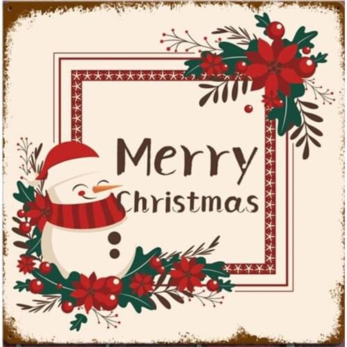 Metal Plaque Signs Vintage Christmas Metal Poster Decorative Sign Retro Bar Pub Decor Metal Plates Home Wall Decor 30X30 cm