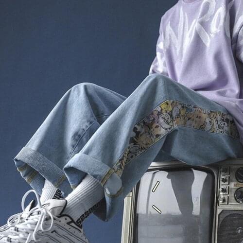 Men Jeans Wide Leg Denim Pant Loose Straight Baggy Mens Jeans Streetwear Hip Hop Casual Skateboard Pants S-3XL Neutral Trousers