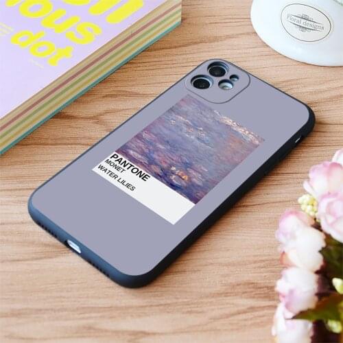 For iPhone Monet Art Aesthetic Purple Painting Print Soft Matt Apple iPhone Case 6 7 8 11 12 Plus Pro X XR XS MAX SE