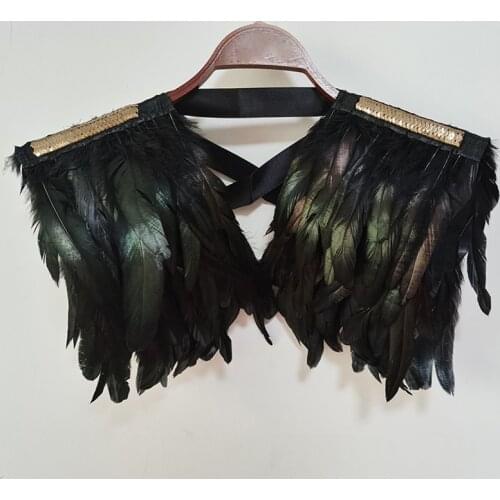Feather Shawl Cape Natural Rooster Feather Collar Cape Stole Shawl Collar Shrug Cape Gothic Punk Jazz Feather Shawl rave party