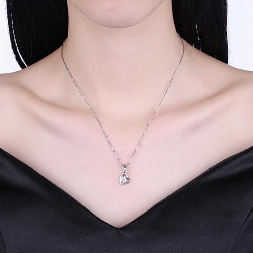 2021 New SILVERHOO Heart-shaped Chain Choker Elegant Romantic Cubic Zirconia Electroplating Love Pendent Necklace Jewelry