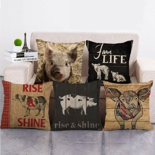 Wholesale 45cm*45cm Farm animal series Linen/Cotton Throw Pillow Covers Couch Cushion Cover Home Decor Pillowcase