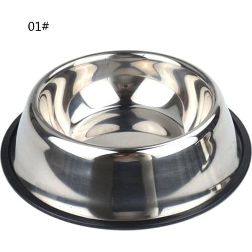 Pet Supplies Dog Cat Bowls Non-Slip Stainless Steel Travel Feeding Feeder Water Bowl For Pet Dog Cats Puppy Outdoor Bowl 6 Sizes