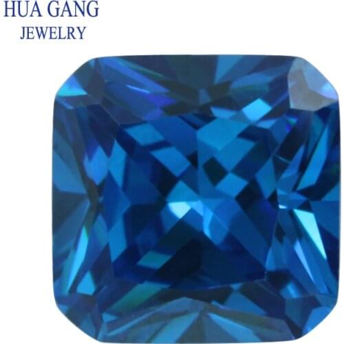 Size 3x3~12x12mm 5A Cubic Zirconia Dark Seablue Square Octangle Shape Princess Cut CZ Stones Synthetic Gems Beads Free Shipping