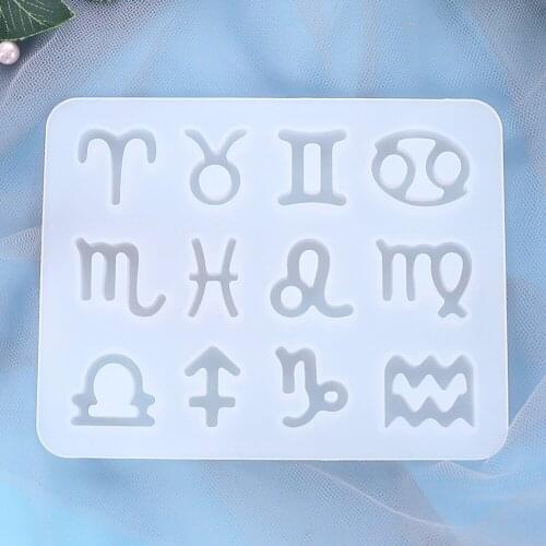 DIY Twelve Constellation Crystal Epoxy Molds Chocolate Fudge Silicone Molds Cake Decoration Tools Jewelry Resin Pendant Molds