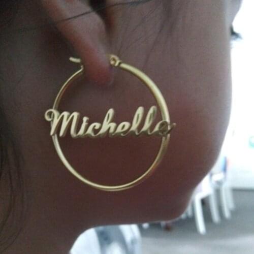 Punk 30mm-100mm Custom Name Hoop-earrings Stainless Steel Personalized LetterNumbers Hoop Nameplate Earrings Statement Jewelry