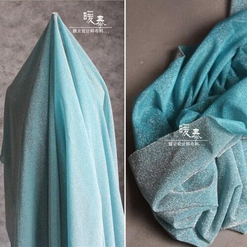 Shiny Blue Green Stretch Fabric Diamond Sequins DIY Patchwork Party Home Decor Stage Clothes Skirt Wedding Dress Designer Fabric