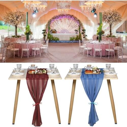 Wedding Table Runners Blue Burgundy Soft Chiffon Fabric Wedding Runner Bridal Party Decorations 70x300cm