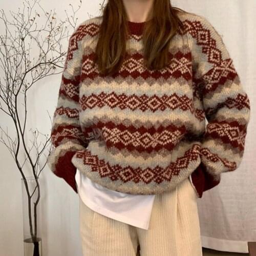 Sweater Womens Loose Wear Autumn Winter 2020 New Harajuku Style Pullover Top Thickened Knitwear Jersey Mujer En