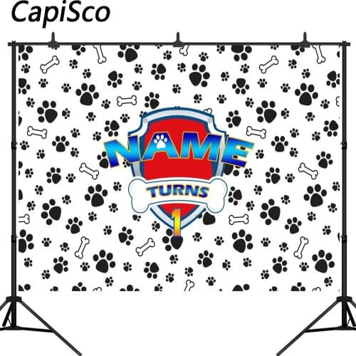 Capisco Custom Dog Paw Photography Backdrops Baby Shower Kids Birthday Party Photo Background Banner Vinyl Photo Booth Props