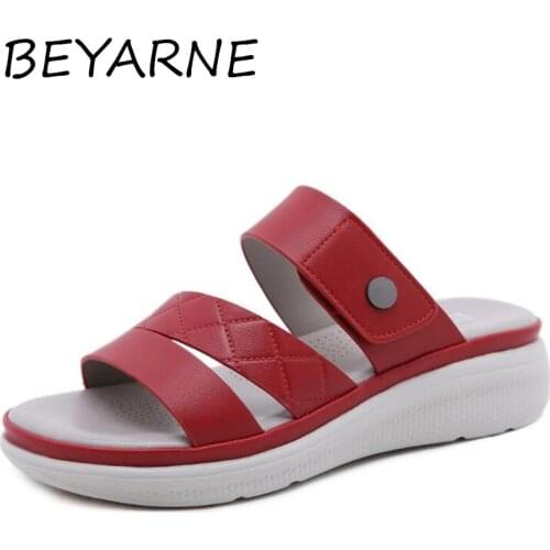 BEYARNESummer Shoes For Women Flip Flop Wedge heel Non-Slip Female Beach Sandals Casual Ladies Slippers Large Size